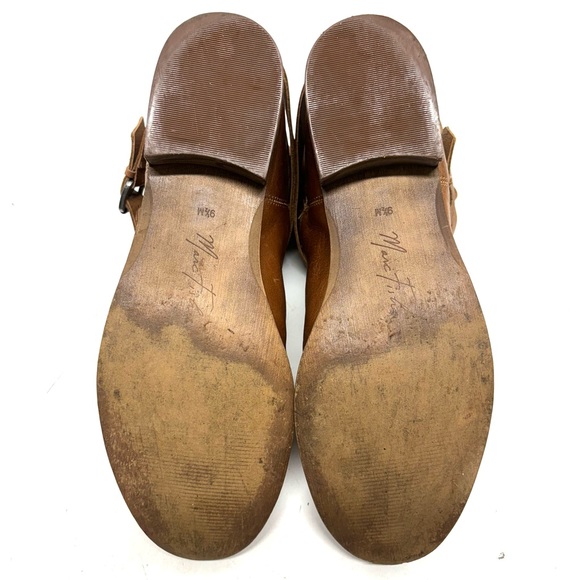 Marc Fisher Rosan Perforated Buckled Ankle Leather Boots Pull On Natural Tan 9.5 - Picture 12 of 17